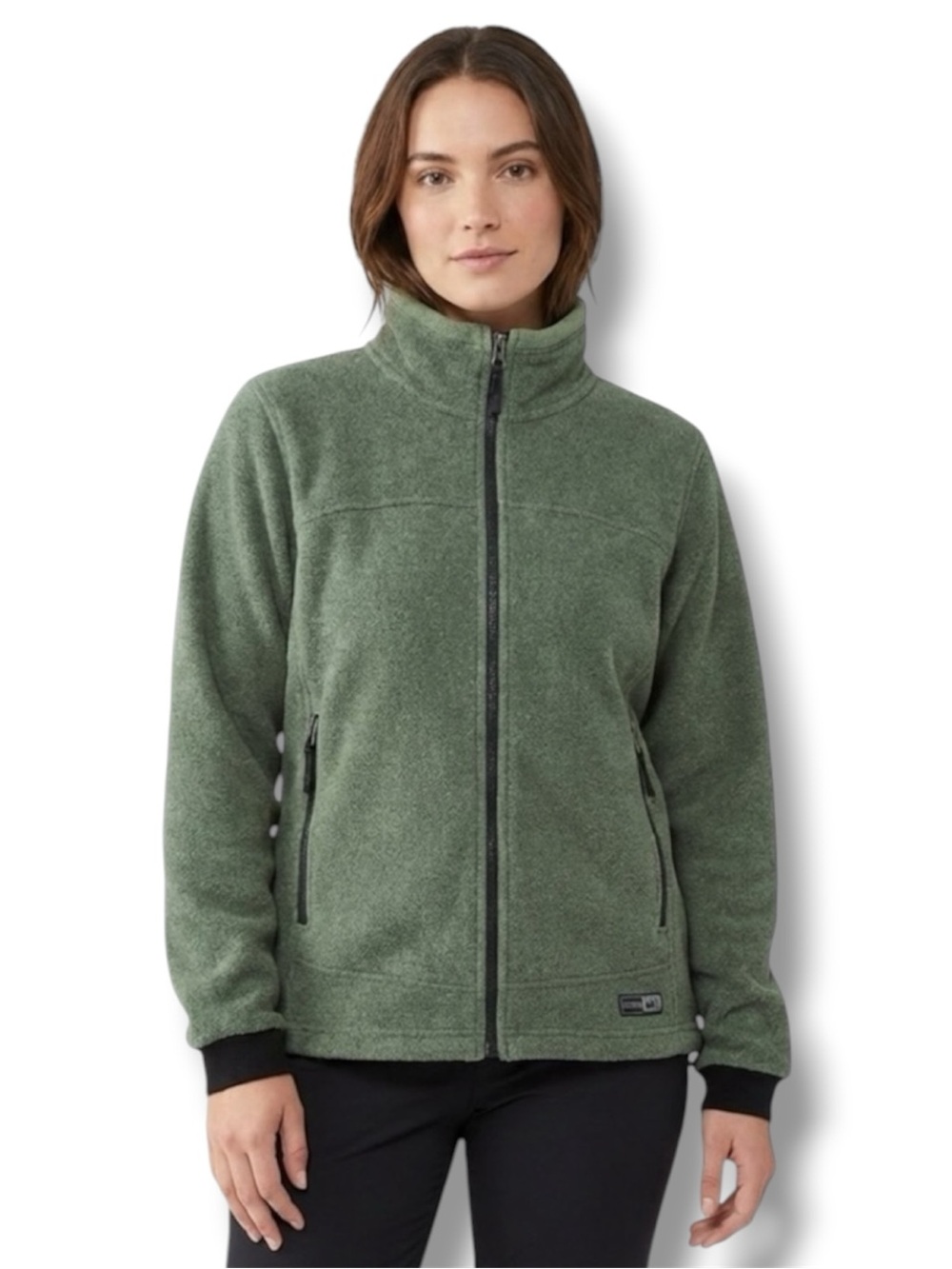 REI Green Knit Fleece Jacket Women’s M Sweater Full Zip Vintage Y2K Gorpcore
